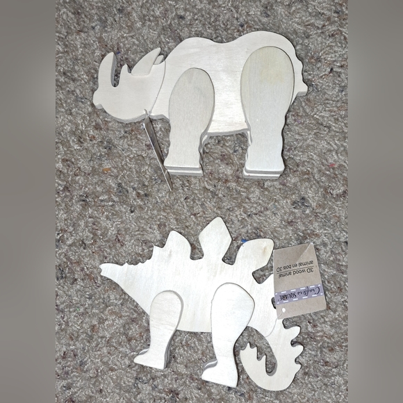 Dinosaur 6pc BUNDLE Mirror Decor & 3D Wood(T-Rex) (Rhinosarus) (Stegosaurus) NWT - Picture 9 of 12